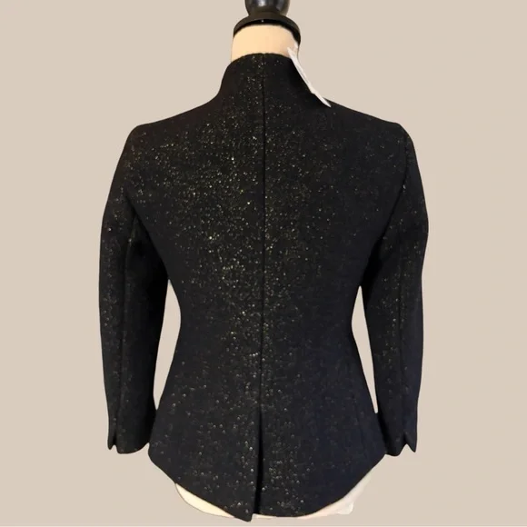 J. Crew Black Sparkle Wool Open-Front Blazer. Pockets/Lined. Size 0. New w/tags!
